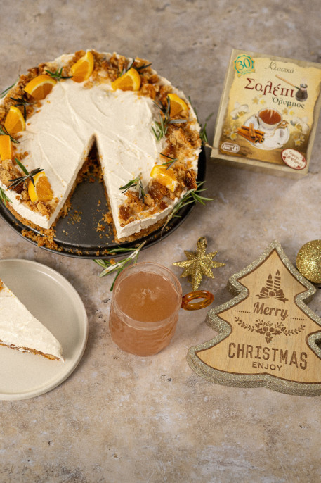 Χριστουγεννιάτικο Cheesecake με Μελομακάρονα & Σαλέπι Όλυμπος