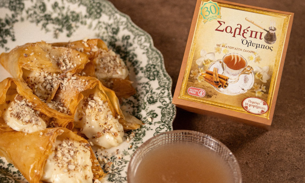 Τρίγωνα πανοράματος με αρωματική κρέμα Σαλέπι Όλυμπος