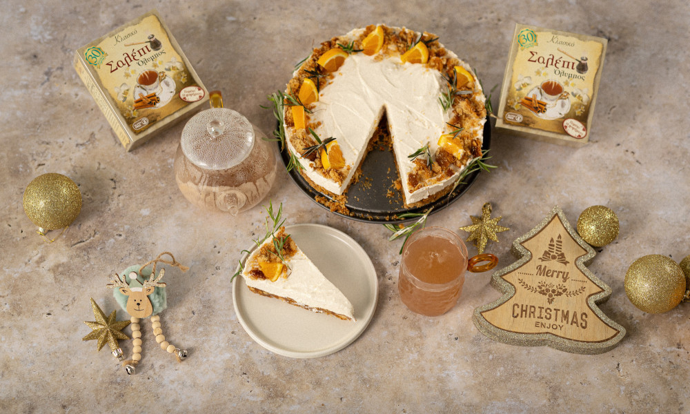 Χριστουγεννιάτικο Cheesecake με Μελομακάρονα & Σαλέπι Όλυμπος